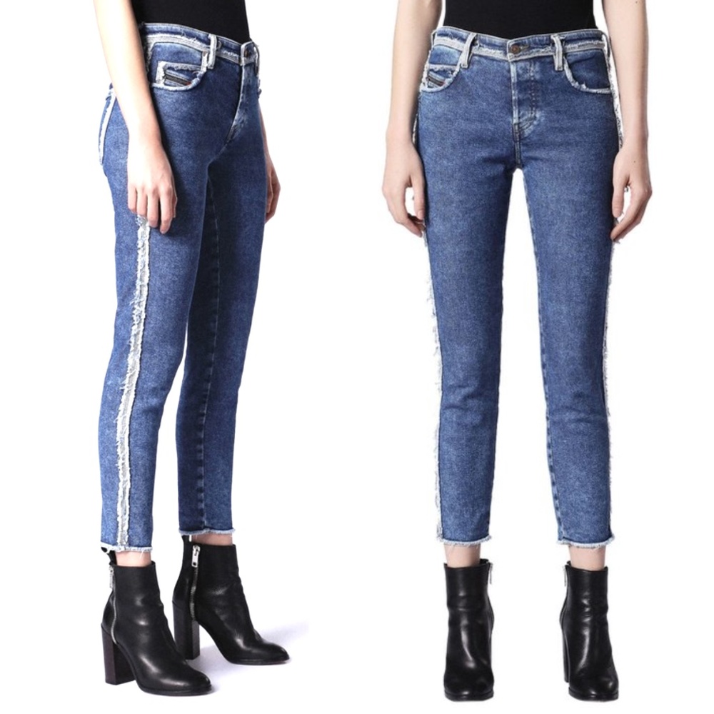 Diesel Skinny Cropped Western Rodeo Raw Hem Fray Jeans SZ 28